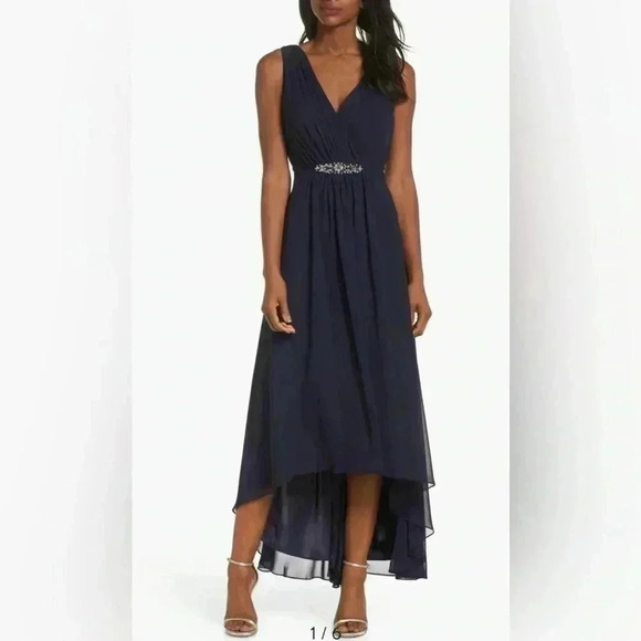 Eliza J Embellished High/Low Chiffon Dress NWT Size 14 - Picture 1 of 8